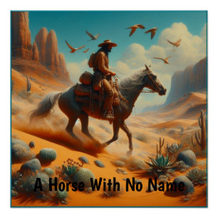 Lone Cowboy in Wüstenschlucht - Surrealer Western  Poster