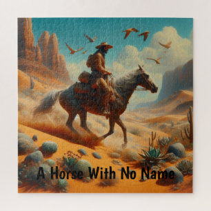 Lone Cowboy in Wüstenschlucht - Surrealer Western  Puzzle