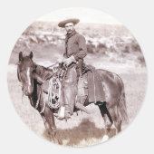 Lone Cowboy Runder Aufkleber (Vorderseite)