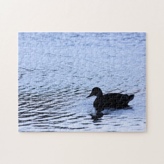 Lone Duck Silhouette Wildlife Water Ripples Foto Puzzle (Horizontal)