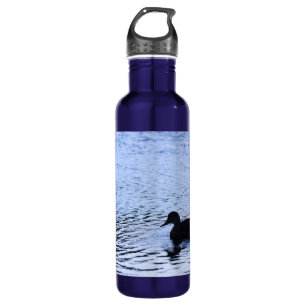 Lone Duck Wildlife Lake Water Ripples Fotografie Trinkflasche