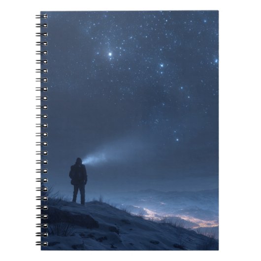 Lone Explorer Starry Night Notebook Notizblock (Vorderseite)