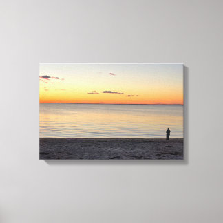 Lone Figure Standing on Beach Canvas Print Leinwanddruck