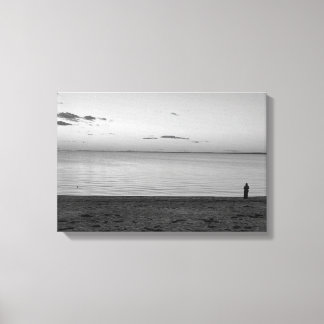 Lone Figure Standing on Beach Canvas Print Leinwanddruck