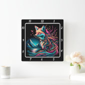 Lone Fox im Hochland Quadratische Wanduhr (Zuhause)