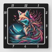 Lone Fox im Hochland Quadratische Wanduhr (Vorderseite)