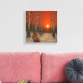 Lone Fox in winter Leinwanddruck (Insitu (Wohnzimmer))