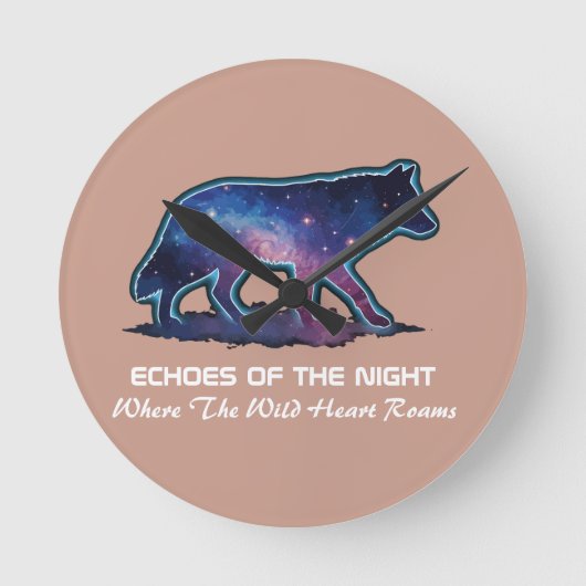 Lone Galaxy Wolf Silhouette - Echoes (NO NUMBERS) Runde Wanduhr (Vorderseite)