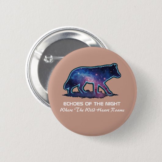 Lone Galaxy Wolf Silhouette (Echoes of the night) Button (Vorne & Hinten)