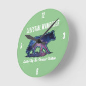 Lone Galaxy Wolf Silhouette - Runde Wanduhr (Winkel)