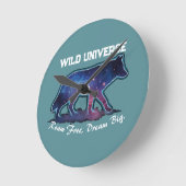 Lone Galaxy Wolf Silhouette - wild (NO NUMBERS) Runde Wanduhr (Winkel)