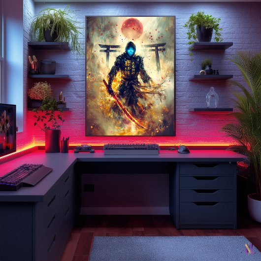 Lone Ghost Ronin - Spektrales Samurai Feuer & Scha Poster