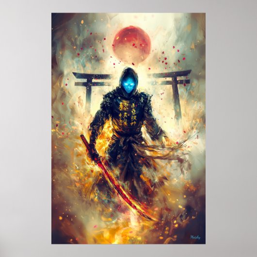 Lone Ghost Ronin - Spektrales Samurai Feuer & Scha Poster (Vorne)