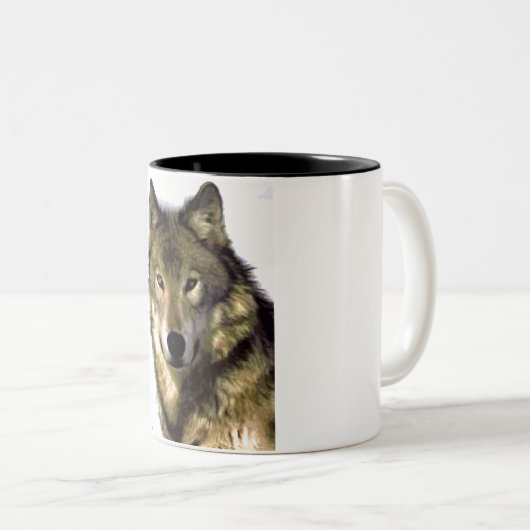 Lone Gray Wolf Look - Leadership Motivierend Zweifarbige Tasse (VorderseiteRechts)