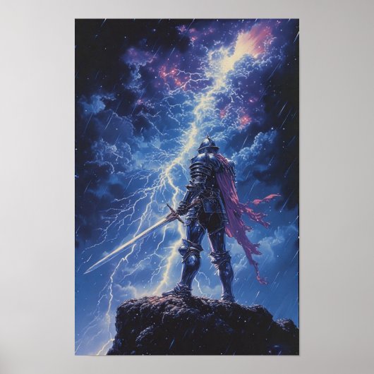 Lone Knight in Storm Poster (Vorne)