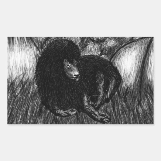 Lone Lion Rechteckiger Aufkleber (Vorderseite)