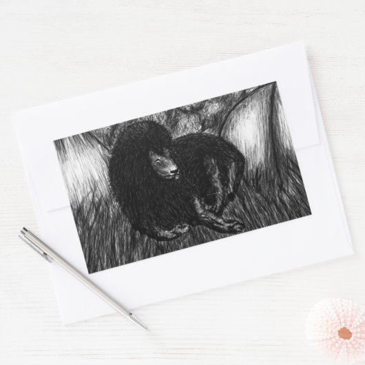 Lone Lion Rechteckiger Aufkleber (Umschlag)