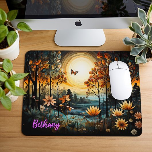 Lone Monarch Butterfly Illustration Personalisiert Mousepad