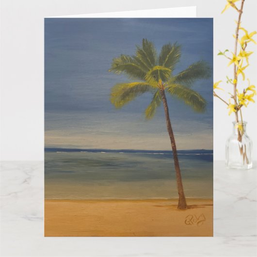 Lone Palm Tree am Strand, von Gary Poling Karte (Gelbe Blume)