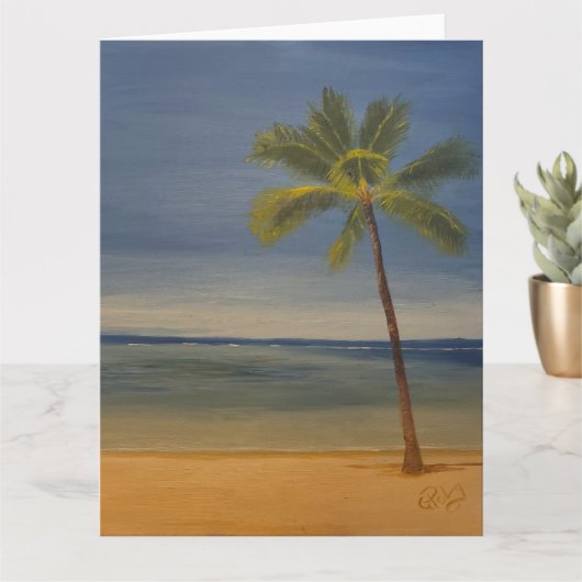 Lone Palm Tree am Strand, von Gary Poling Karte (Kleine Pflanze)