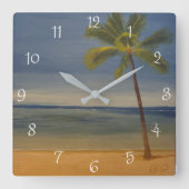 Lone Palm Tree am Strand, von Gary Poling Quadratische Wanduhr (Vorderseite)