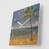 Lone Palm Tree am Strand, von Gary Poling Quadratische Wanduhr (Winkel)
