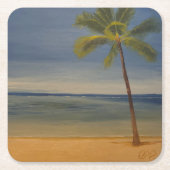 Lone Palm Tree am Strand, von Gary Poling Rechteckiger Pappuntersetzer (Vorderseite)