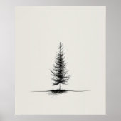 Lone Pine Tree Moderne Schwarze Linie minimalistis Poster (Vorne)