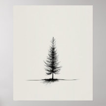 Lone Pine Tree Moderne Schwarze Linie minimalistis