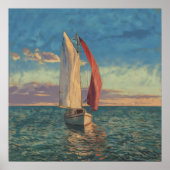 Lone Sailboat - Impressionismus Art Seascape Poster (Vorne)