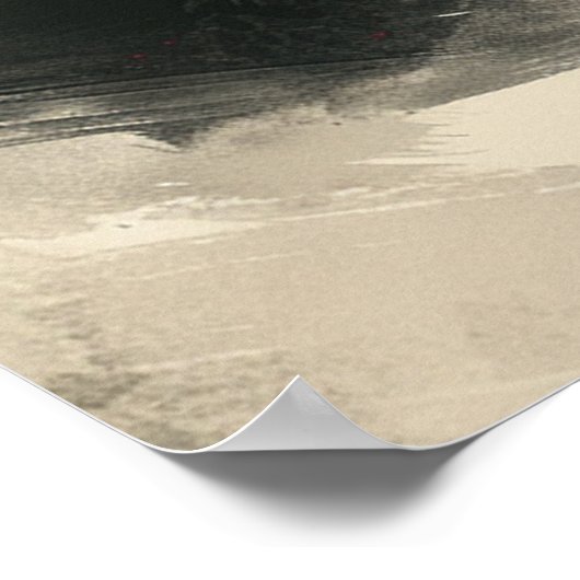 Lone Samurai – Red Sun Japanese Ink Art Poster (Ecke)