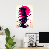Lone Samurai Unter dem Sakura Mond Poster (Heimbüro)