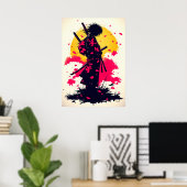 Lone Samurai unter Sakura Poster (Heimbüro)