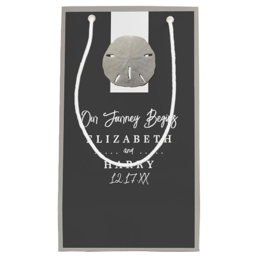 Lone Sand Dollar - Charcoal Gray - Beach Wedding Kleine Geschenktüte (Vorderseite)