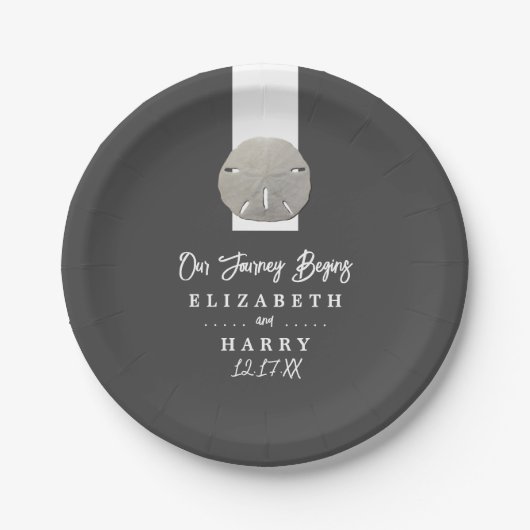 Lone Sand Dollar - Charcoal Gray - Beach Wedding Pappteller (Vorderseite)