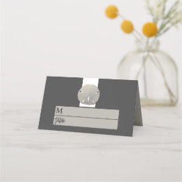 Lone Sand Dollar - Charcoal Gray - Beach Wedding Platzkarte