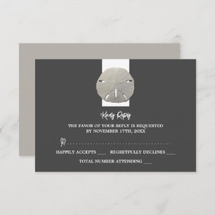 Lone Sand Dollar - Holzkohle Grau - Hochzeit RSVP Karte