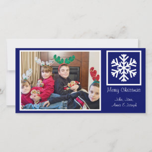 Lone Snowflake Weihnachten Fotokarten (Navy Blue)