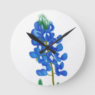 Lone Star Bluebonnet Wall Clock Runde Wanduhr