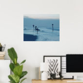 Lone Surfer Dusk Ponce Inlet FL Beach Tide Poster (Heimbüro)