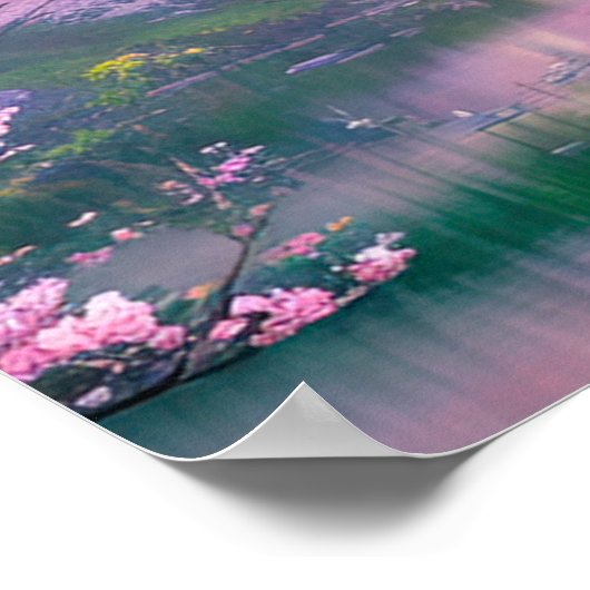 Lone Temple, Spring Landschaft Poster (Ecke)