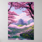 Lone Temple, Spring Landschaft Poster (Vorne)