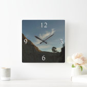 Lone Torrey Pine California Sunset Landschaft Quadratische Wanduhr (Zuhause)