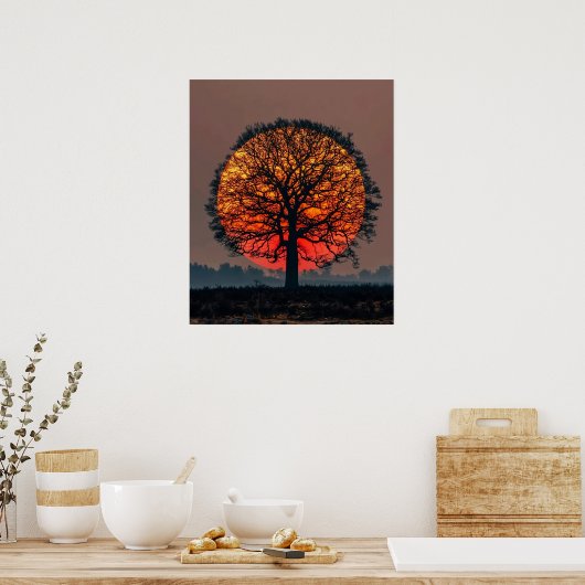 Lone Tree at Sunset Poster (Küche)