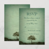 Lone Tree Green Wedding RSVP Karte (Vorne/Hinten)