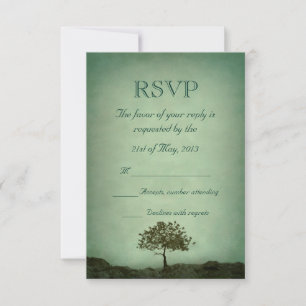 Lone Tree Green Wedding RSVP Karte