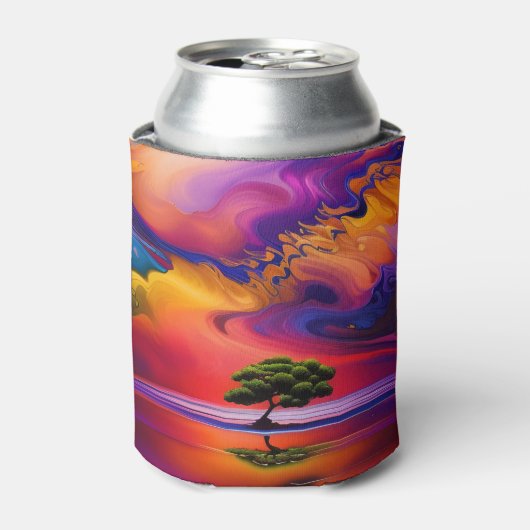 Lone Tree in Wasser farbenfroher Himmel Personalis Dosenkühler (Kanne Vorderseite)