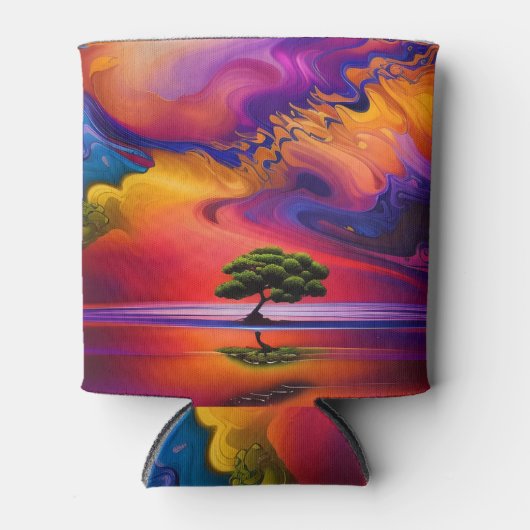 Lone Tree in Wasser farbenfroher Himmel Personalis Dosenkühler (Vorderseite)