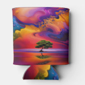 Lone Tree in Wasser farbenfroher Himmel Personalis Dosenkühler (Rückseite)