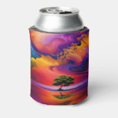 Lone Tree in Wasser farbenfroher Himmel Personalis Dosenkühler (Kanne Rückseite)